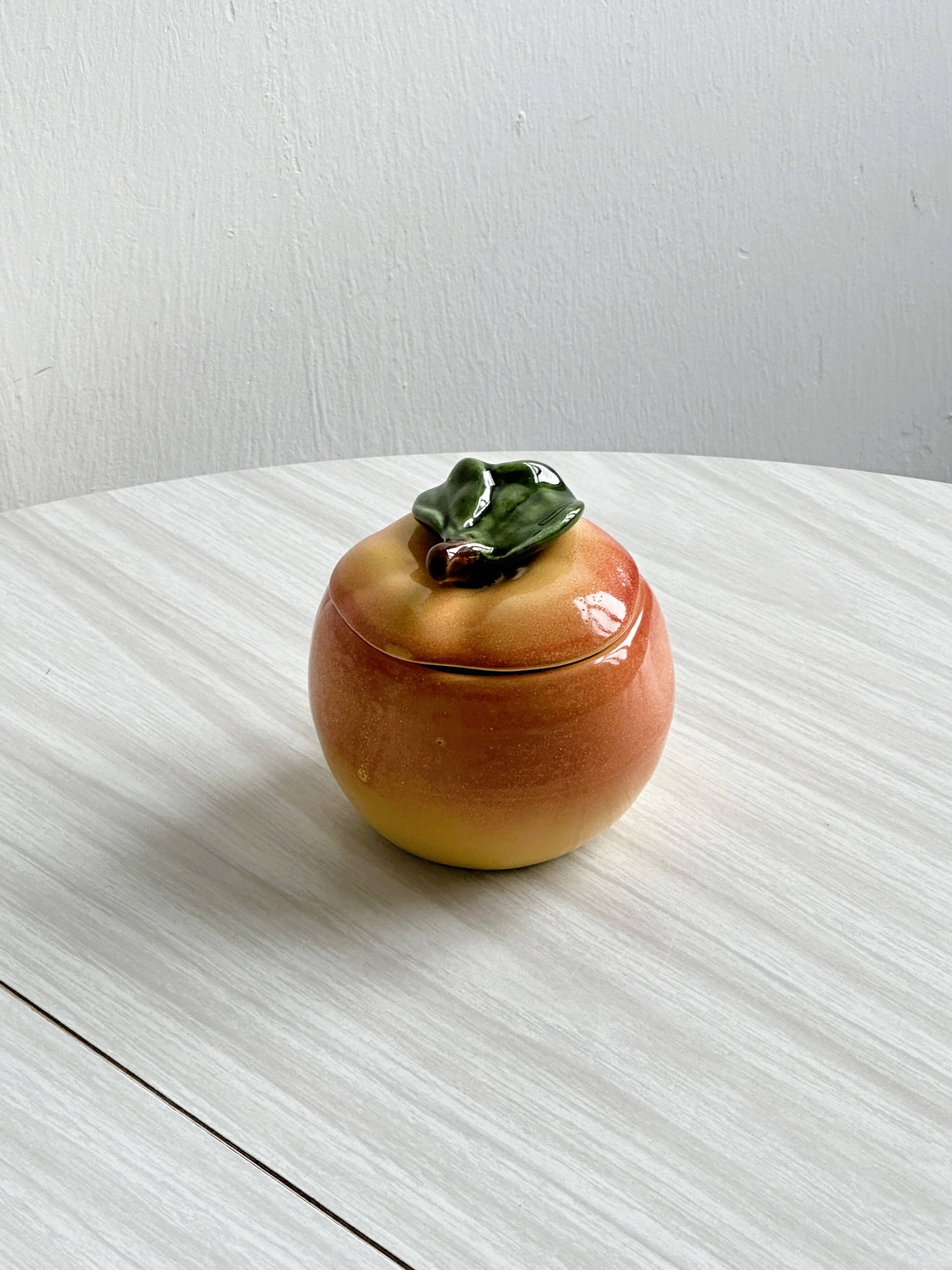 Sugar bowl, peach slip condiment pot.