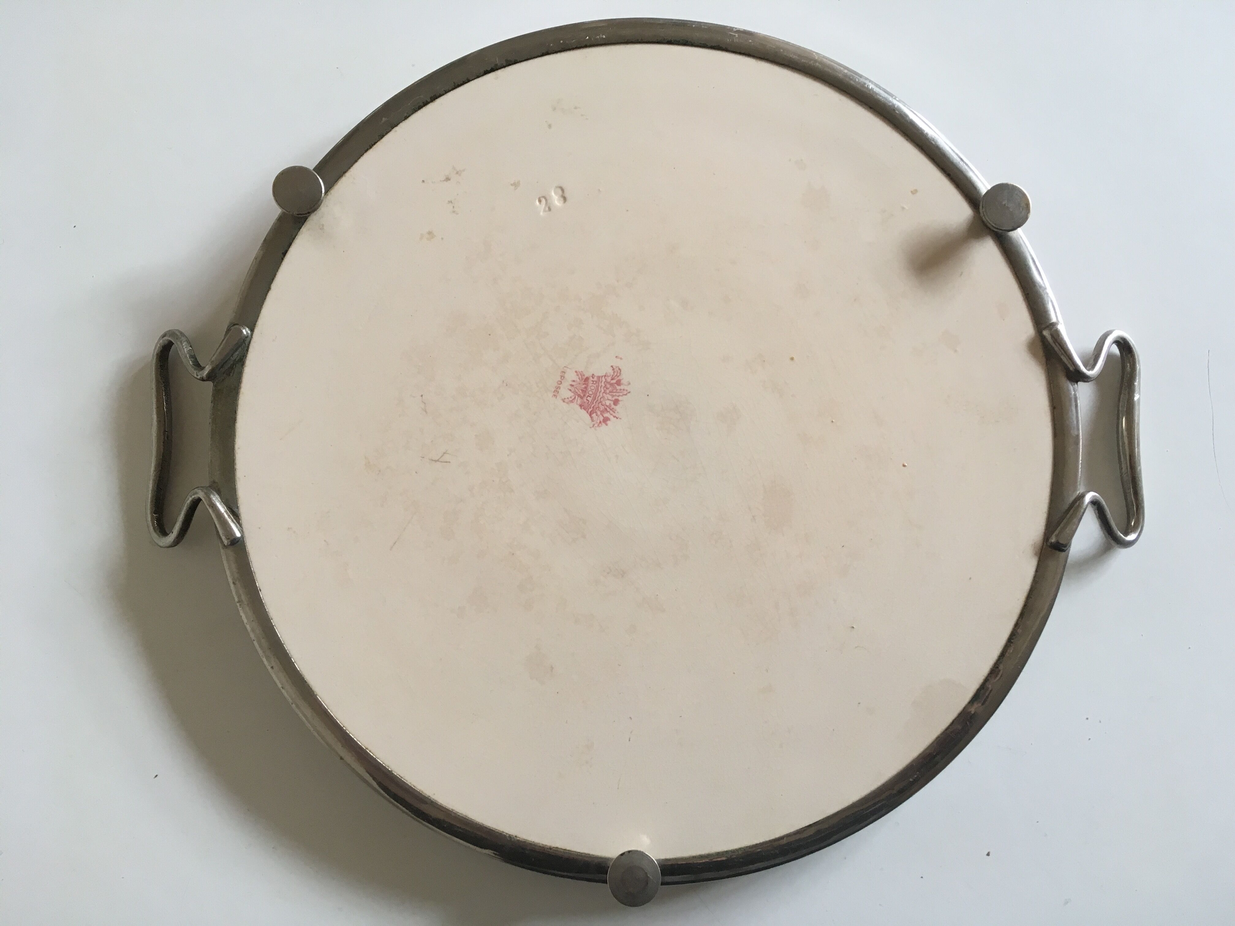 Napoleon III cake dish flowers of violet faience iron earth