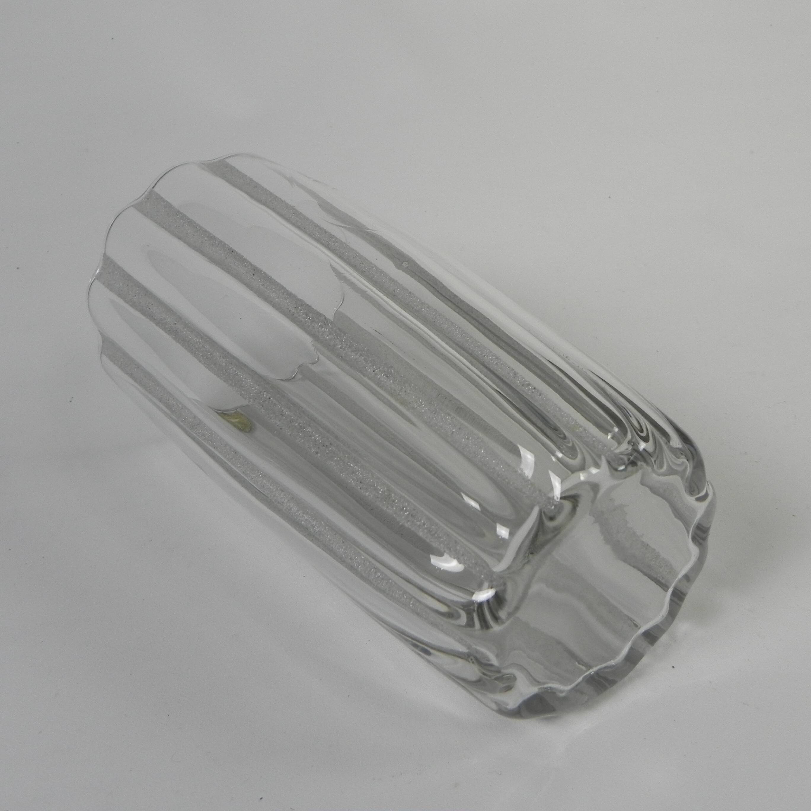 Vase with 12 vertical ribs in frosted glass, Verrerie de Fains, 1950s