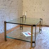 Table basse en verre et laiton par Peter Ghyczy, Pays-bas 1970
