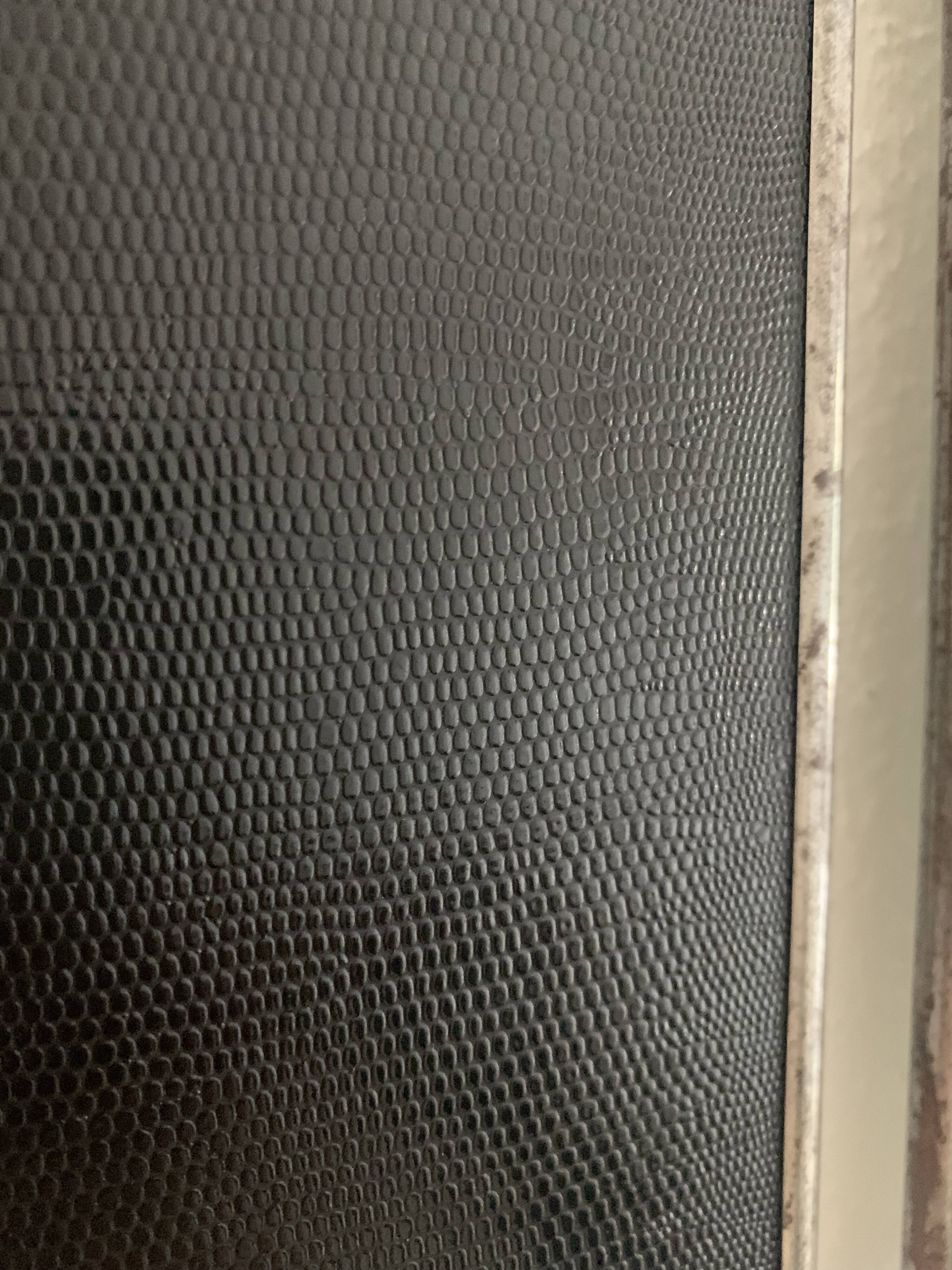 Miroir vintage 1950 triptyque barbier simili lézard noir coiffeur - 27 x 67