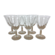 6 verres à pied en verre gravé croisillons