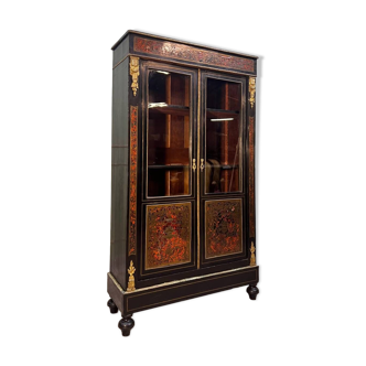 Showcase In Blackened Wood And Boulle Marquetry From Napoleon III Period XIX Eme Century