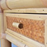 Bedside bamboo table with drawer 1980