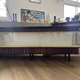 Vintage teak counter with display case