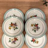 6 flat plates in half-porcelain Badonviller