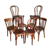 Lot of 8 mismatched bistro chairs, Baumann, J-J kohn and others