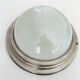 Old ceiling light in aluminum and half sphere in white Opaline around 1930/1940