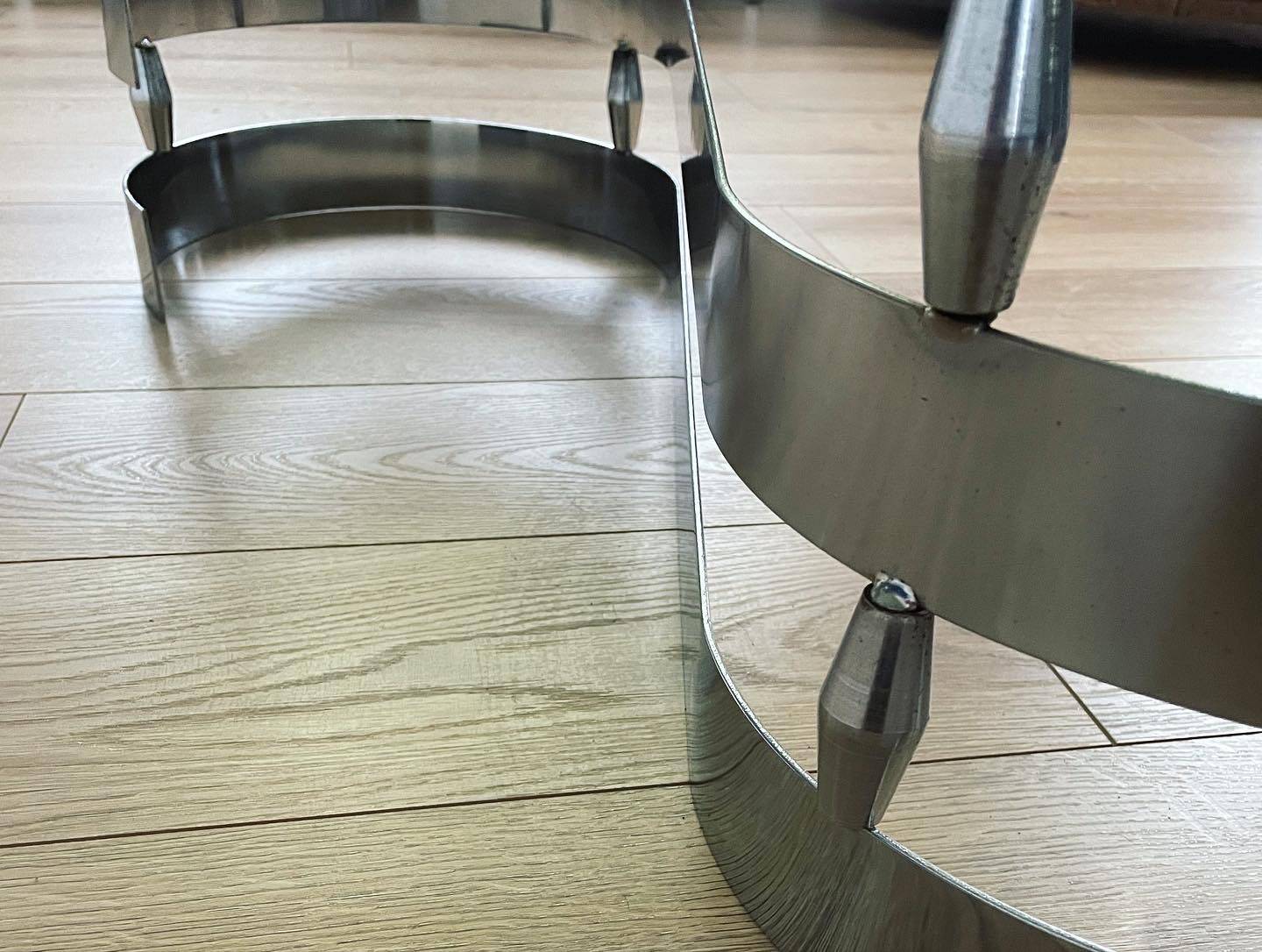 1970s coffee table in smoked glass and aluminum