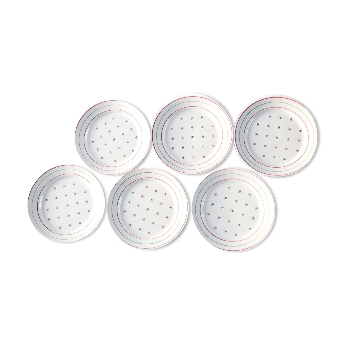 Set of 6 luneville porcelain plates