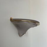 Pair of vintage glass and brass wall lights, France, 1960s