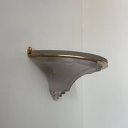 Pair of vintage glass and brass wall lights, France, 1960s