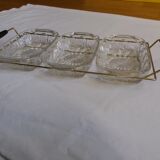 Aperitif serving tray with 3 glass ramekins