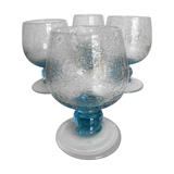 Set de 4 verres gobelets à pied en verre bullé de Biot 1960