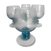 Set de 4 verres gobelets à pied en verre bullé de Biot 1960