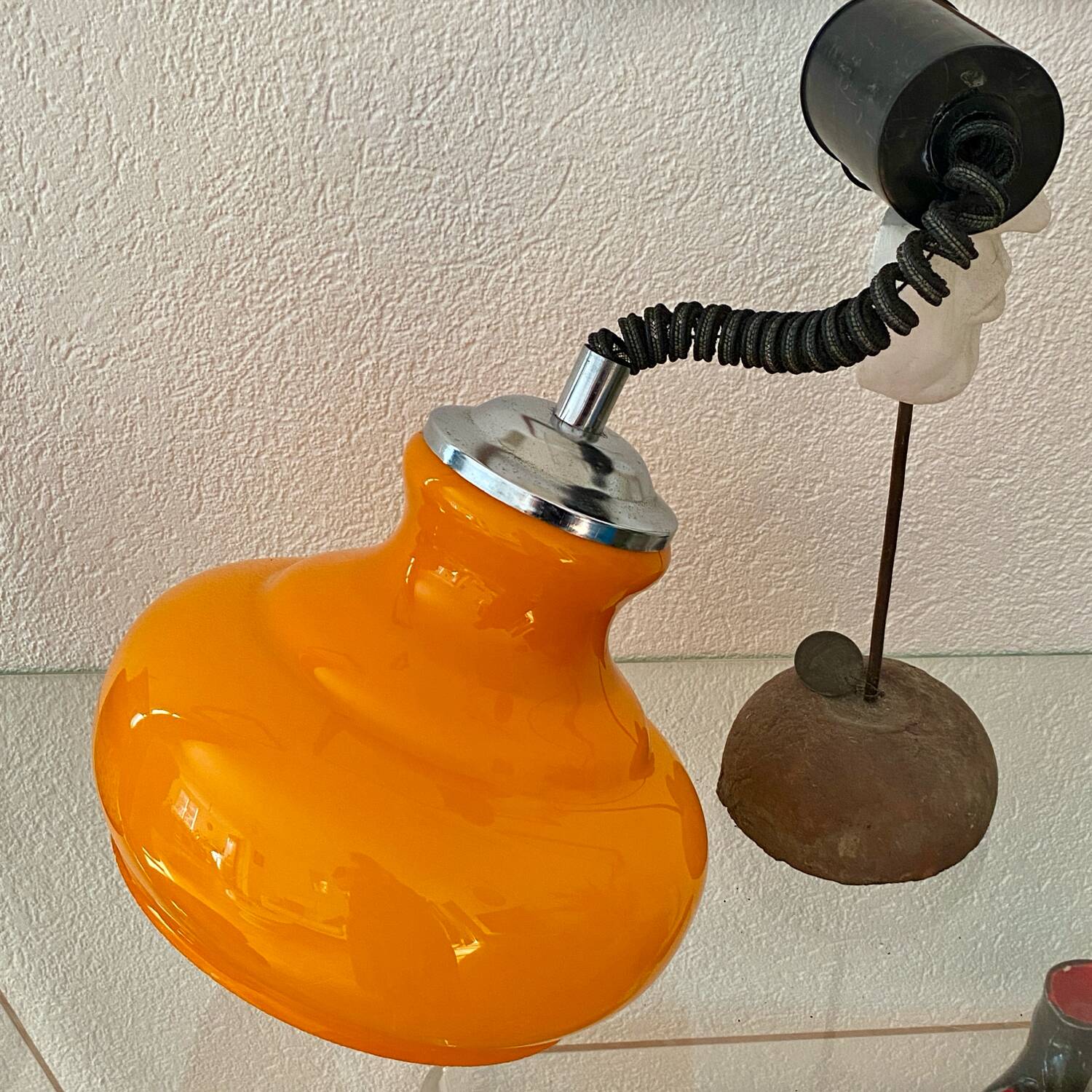 Vintage orange opaline pendant light