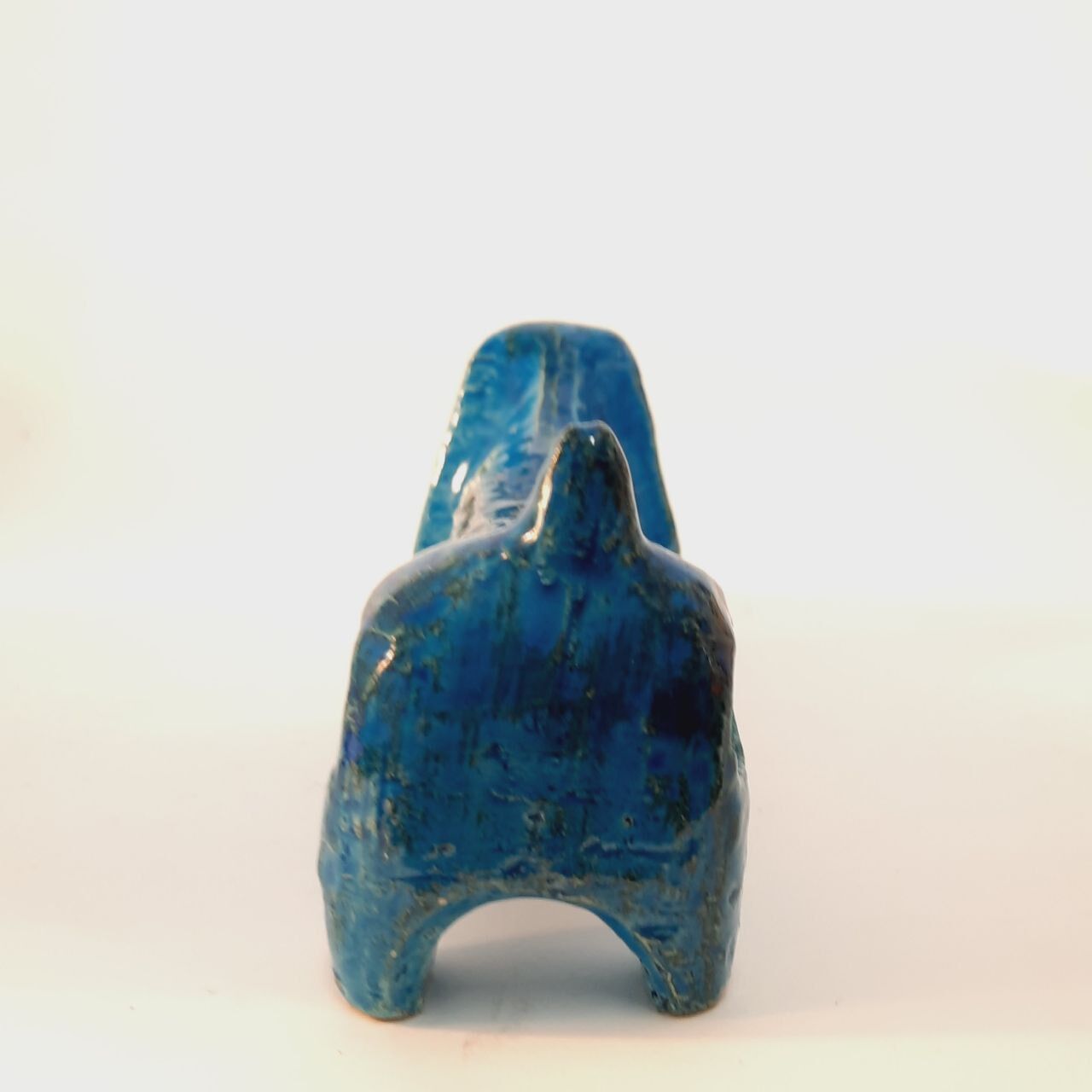 Dachshund dog statue, vintage, by Aldo Londi for Bitossi, Rimini blue series.