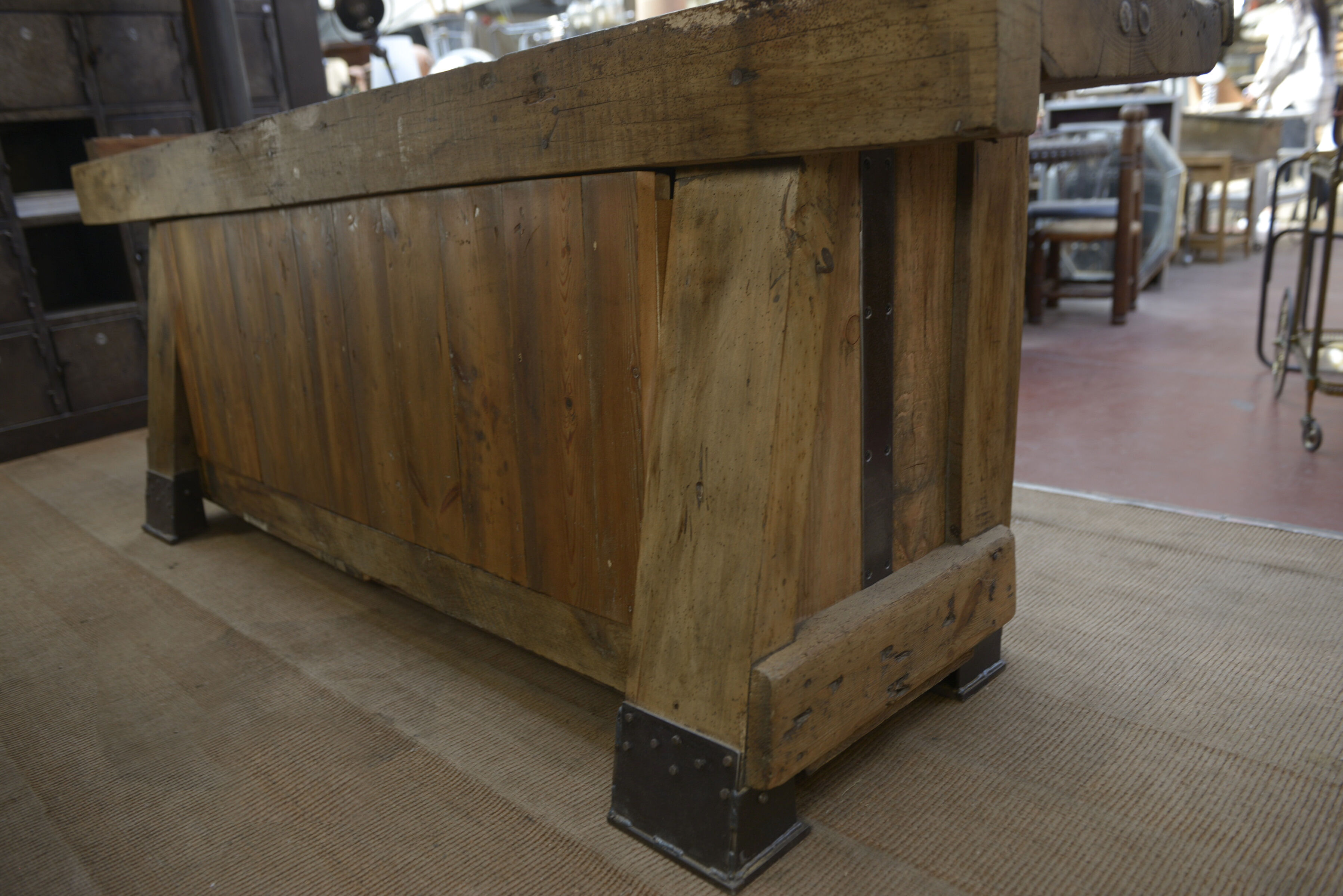 Industrial low industrial furniture carpenter's workbench 1930