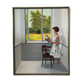Oil on canvas woman at the window