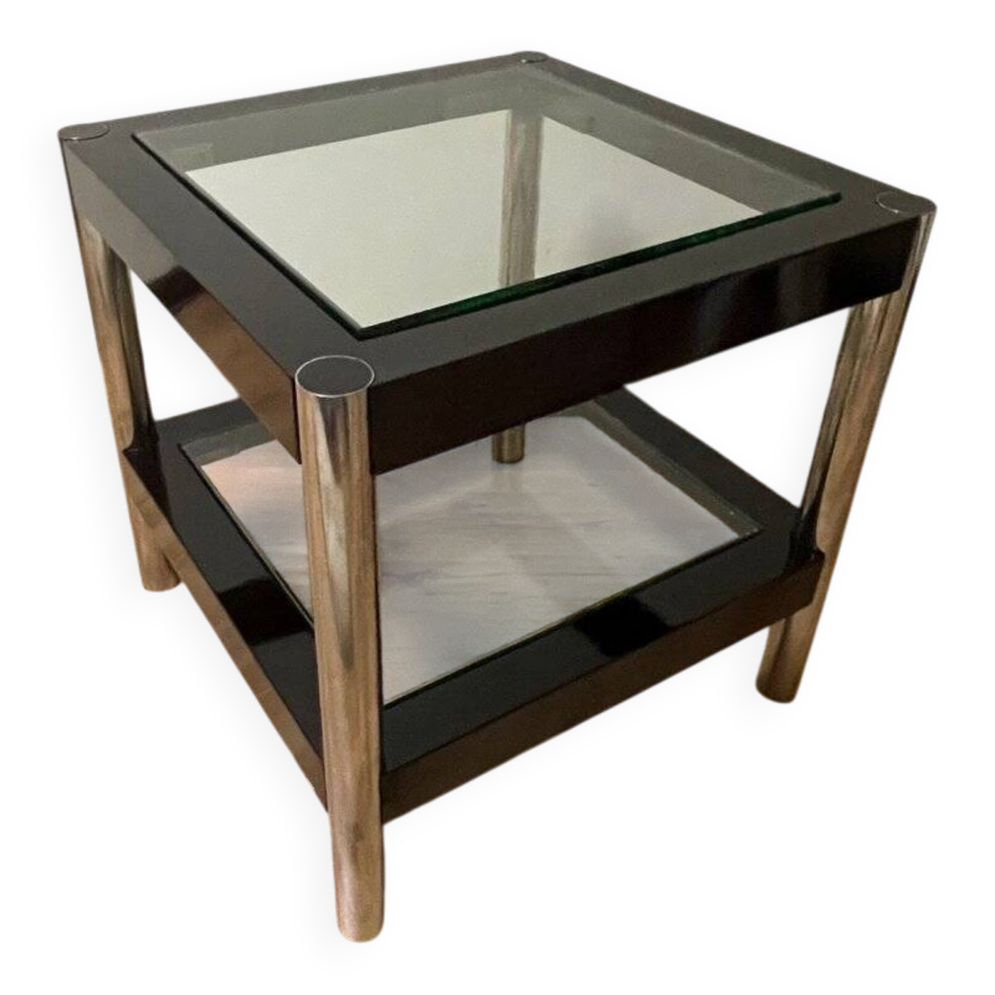 Modern coffee table with glass shelves, 1970s