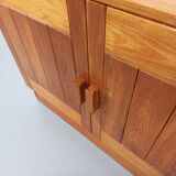 Charlotte Perriand style Les Arcs vintage pine storage unit from the 60s and 70s