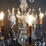 Important lustre cage en bronze, cristal de Baccarat, Style Louis XV, 1900