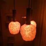 Orange Lucite Spaghetti 3 light cascading chandelier lamp