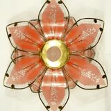 Italian lampshade "lotus flower" colored glass & brass 1970