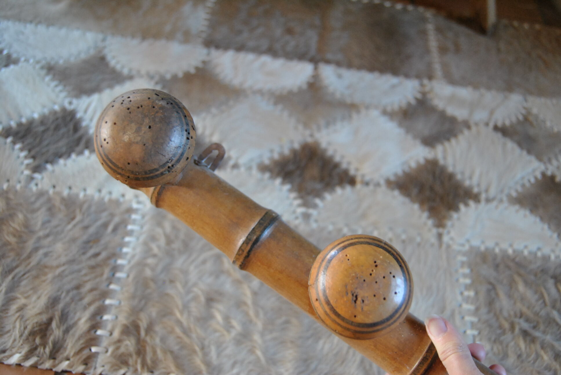 Patère 6 wooden crochet early XXeme