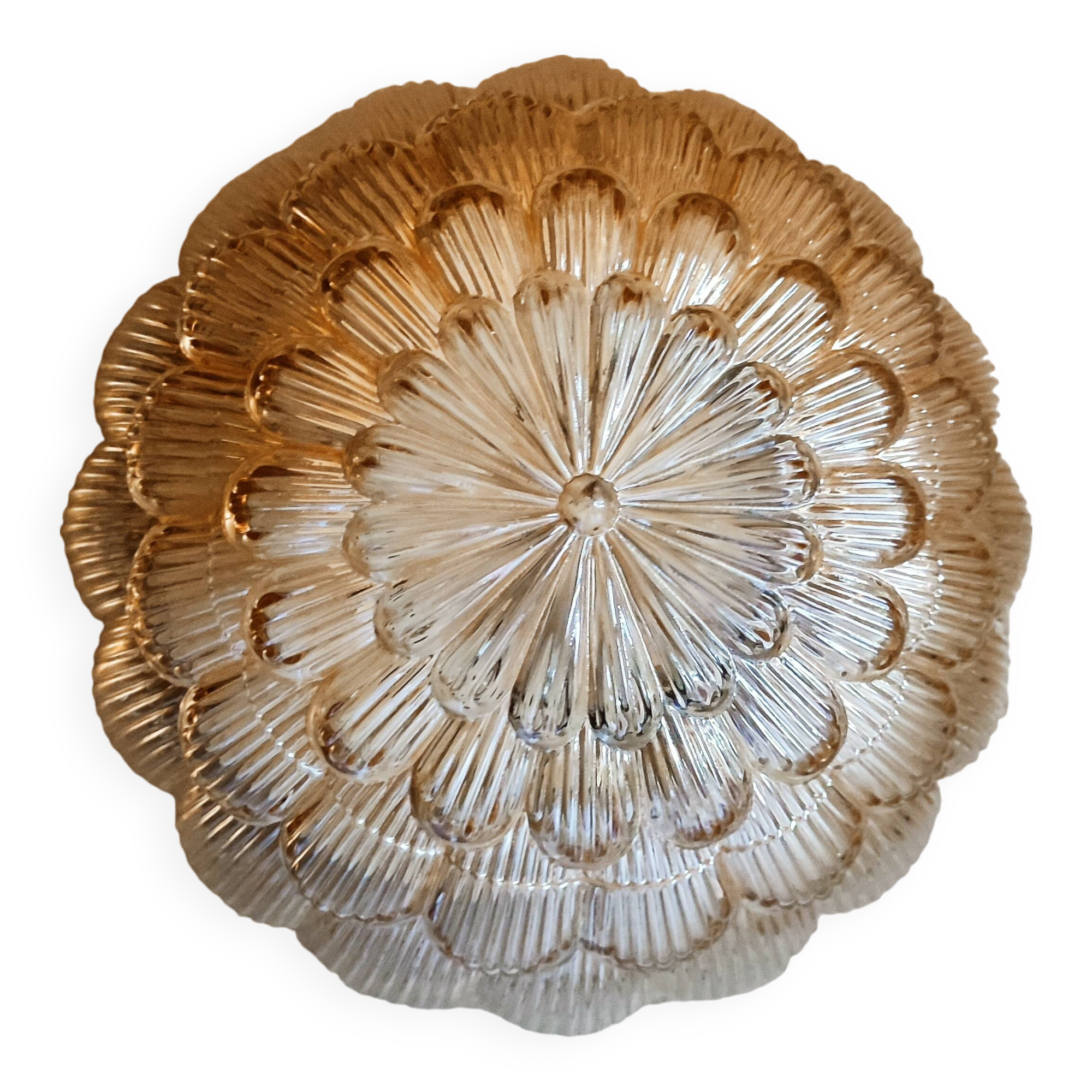 Vintage ceiling light in gold iridescent glass