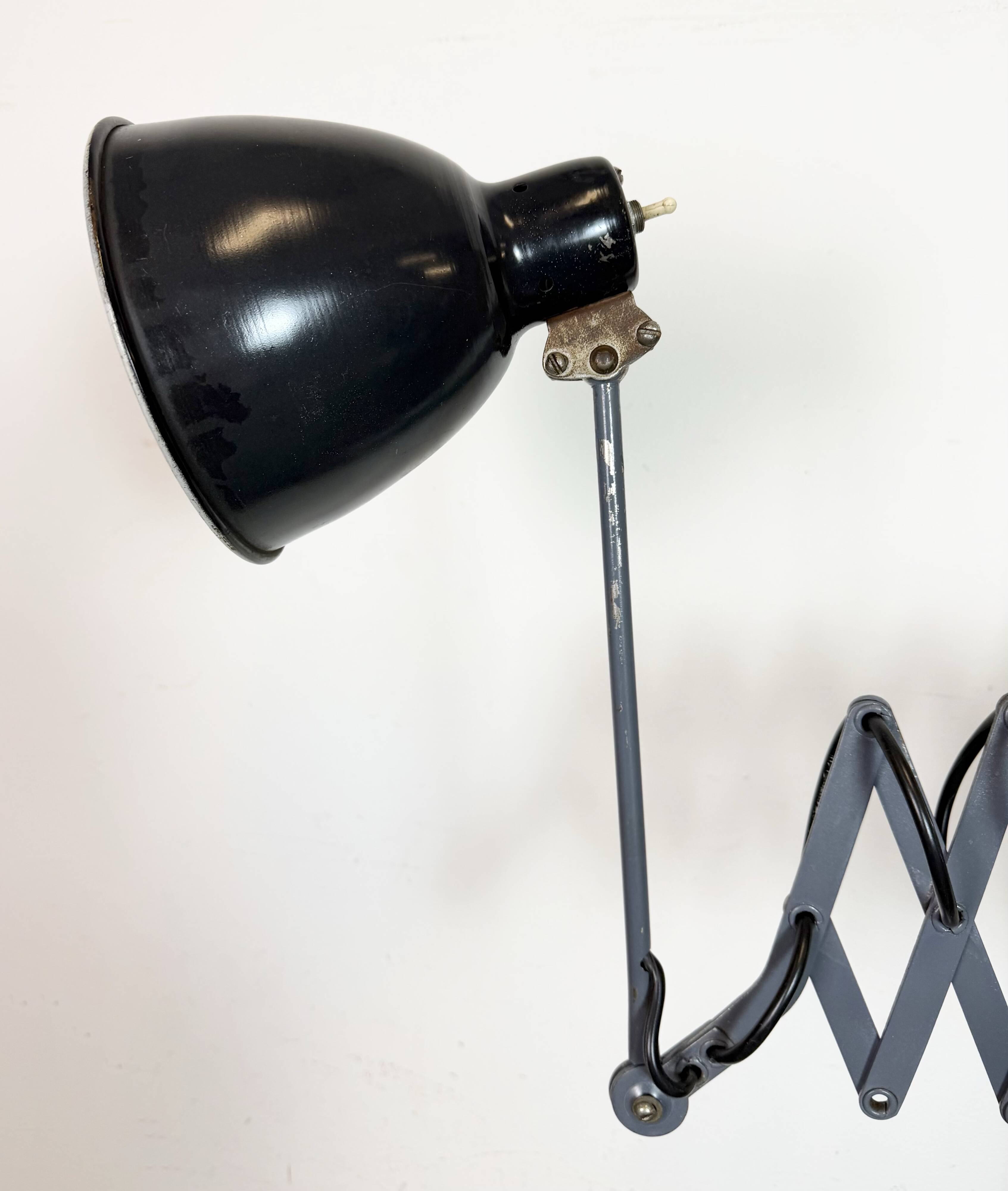 Black Industrial Soviet Scissor Wall Lamp, 1960s
