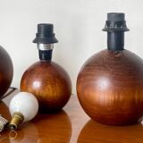 3 wooden ball lamp bases.