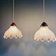 Art Deco scalloped clear glass pendant light, 1920s-30s