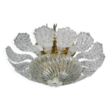 Lovely transparent Murano glass leaf ceiling light or chandelier, 1970s