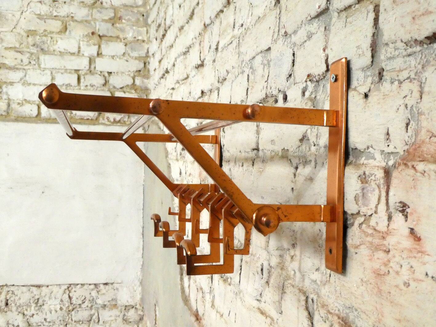 Copper cloakroom coat rack, 1930