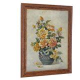 Tableau nature morte, peinture " bouquet " signée C Roy, années 50