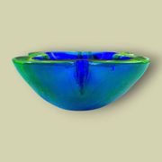Ashtray or glass pocket tray in blue and green sommerso, Murano, 1960s