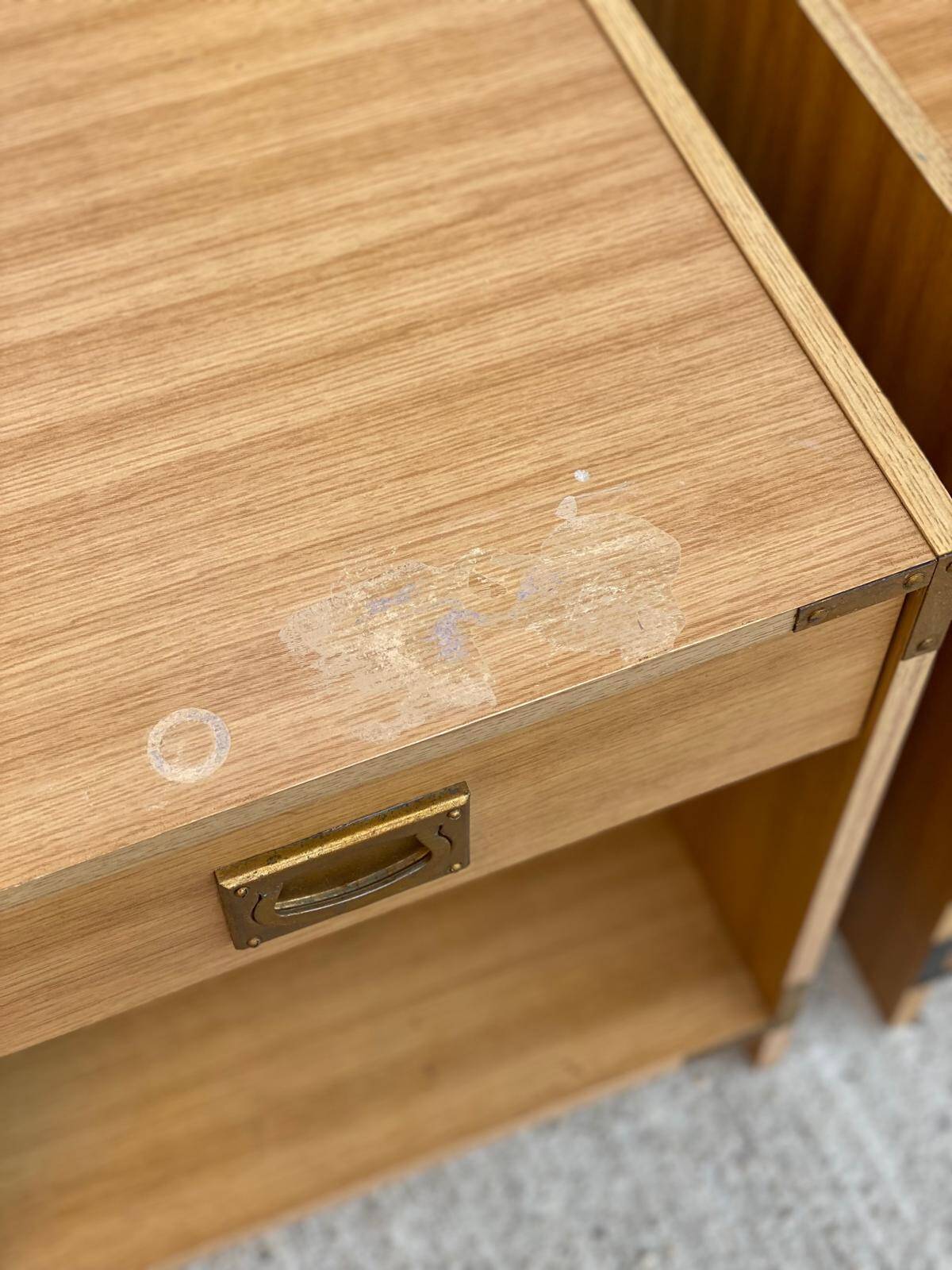 2 Scandinavian boat-style wooden bedside tables