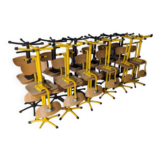 Set of height-adjustable high school workshop high chair seats Axess Industries