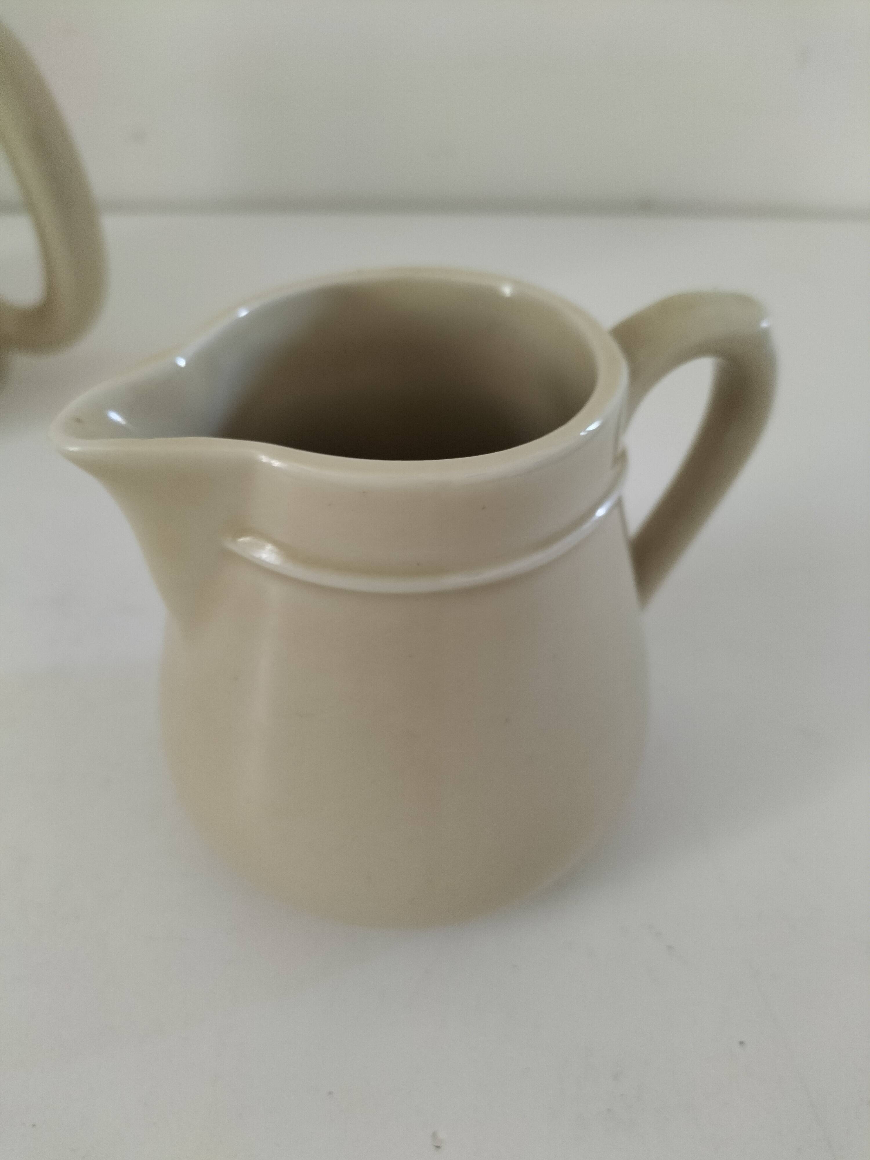 Duo teapot and milk jug in greige ceramic – Vintage bistro style