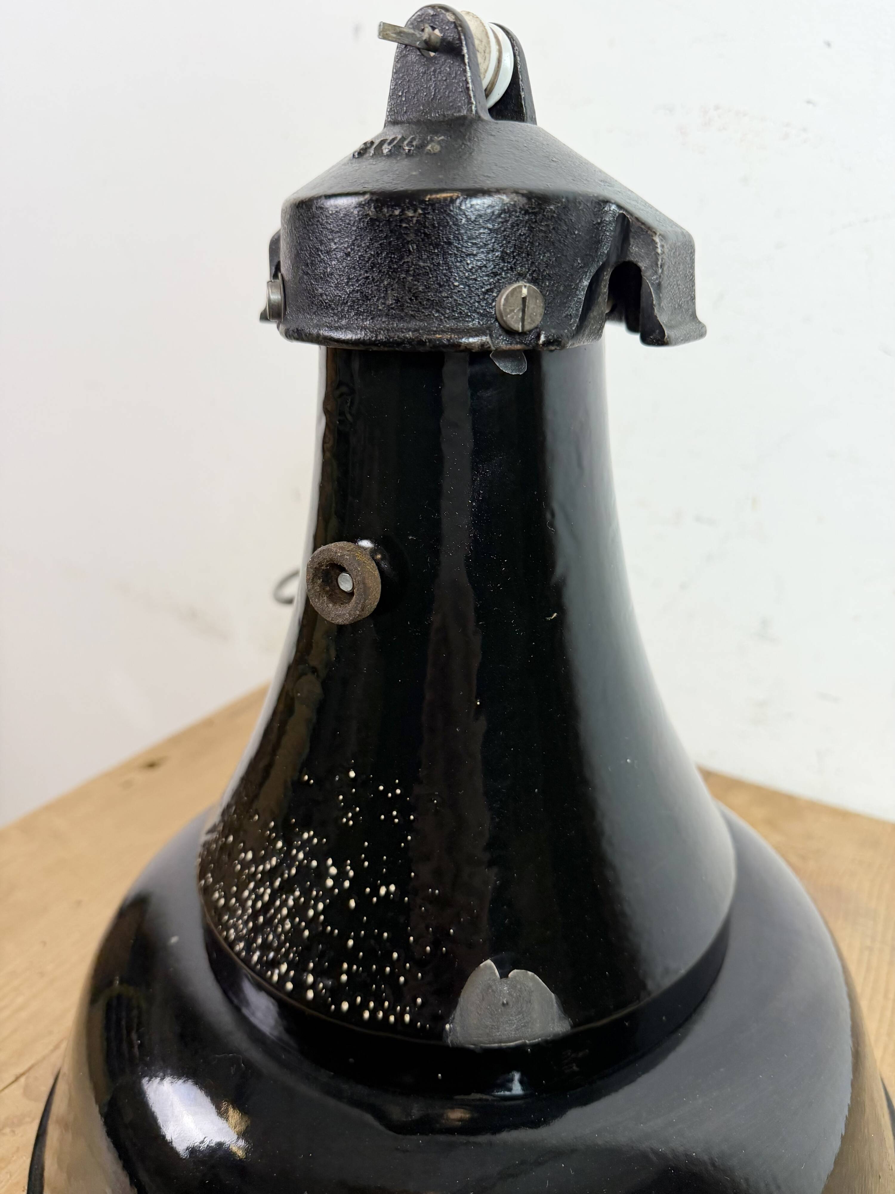 Industrial Black Enamel Bauhaus Pendant Lamp, 1930s