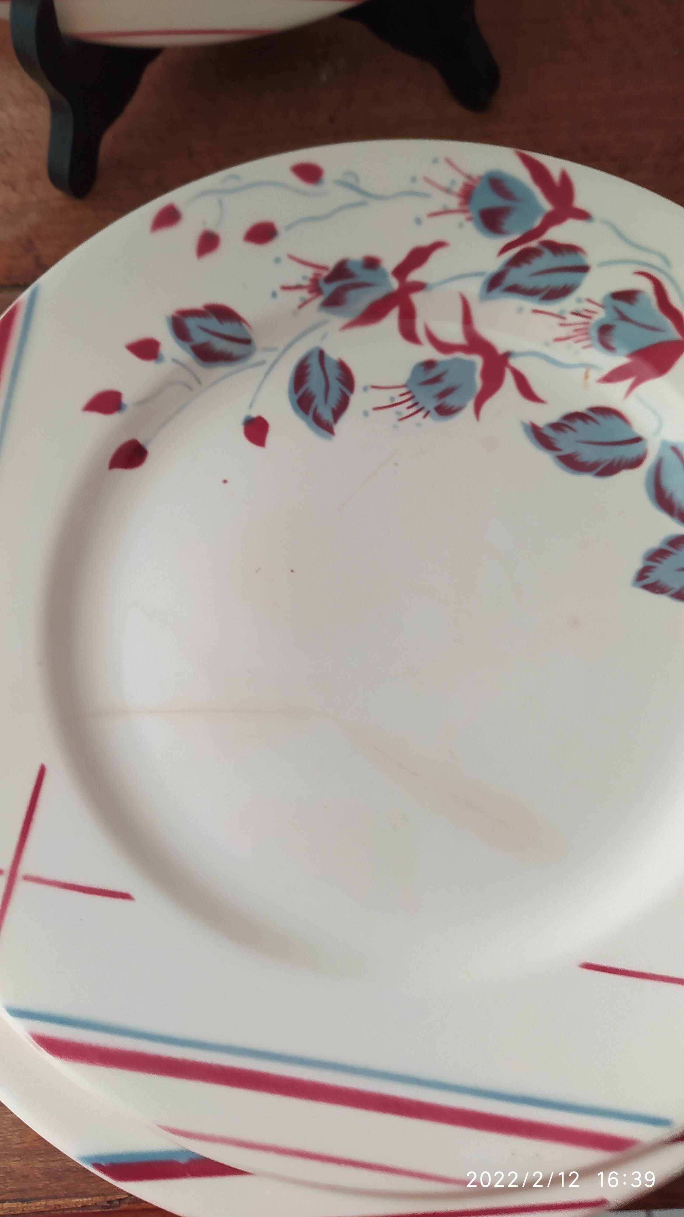 Set of 6 flat plates Digoin Sarreguemines