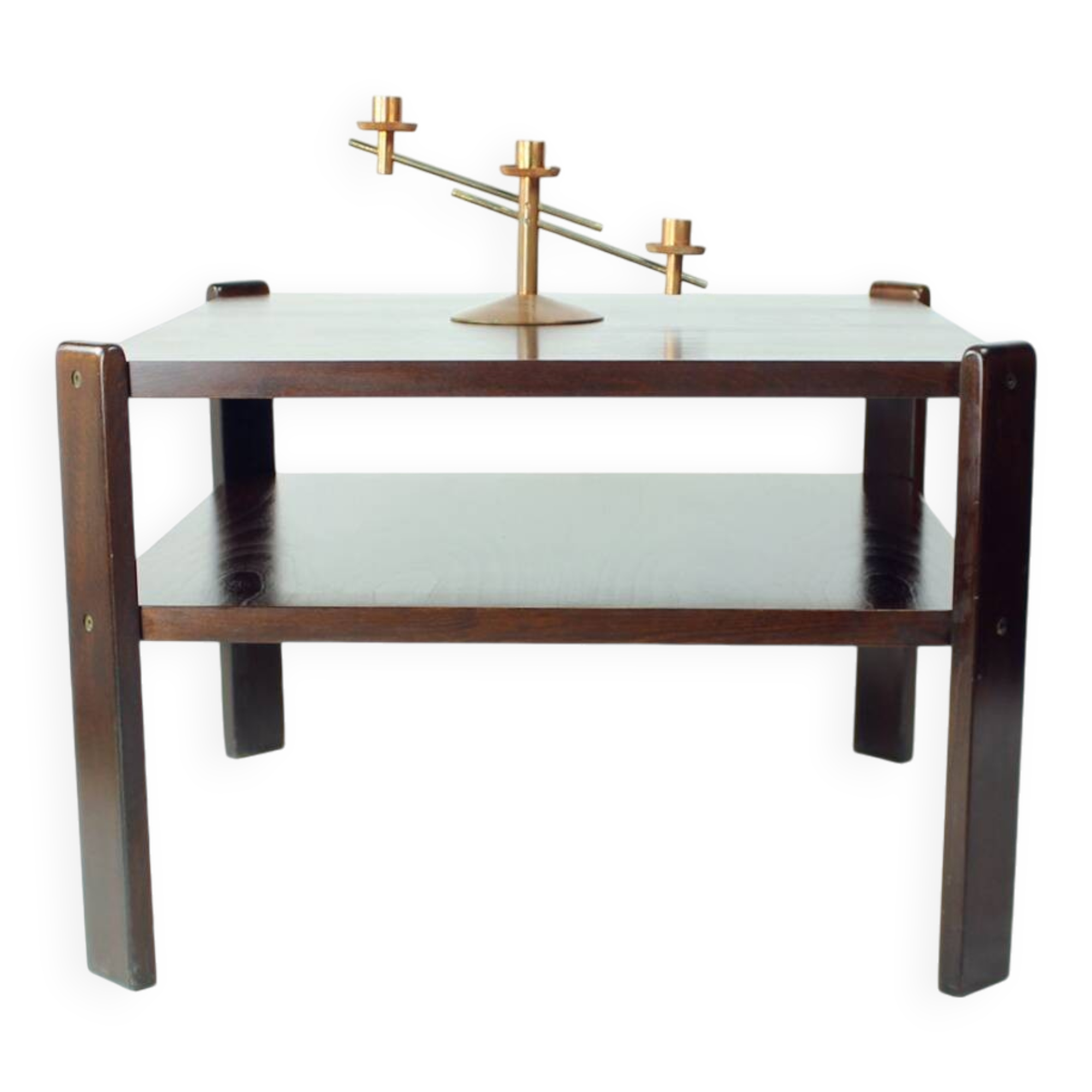 Table basse en hêtre foncé par Hikor Pisek Tchécoslovaquie années 1980