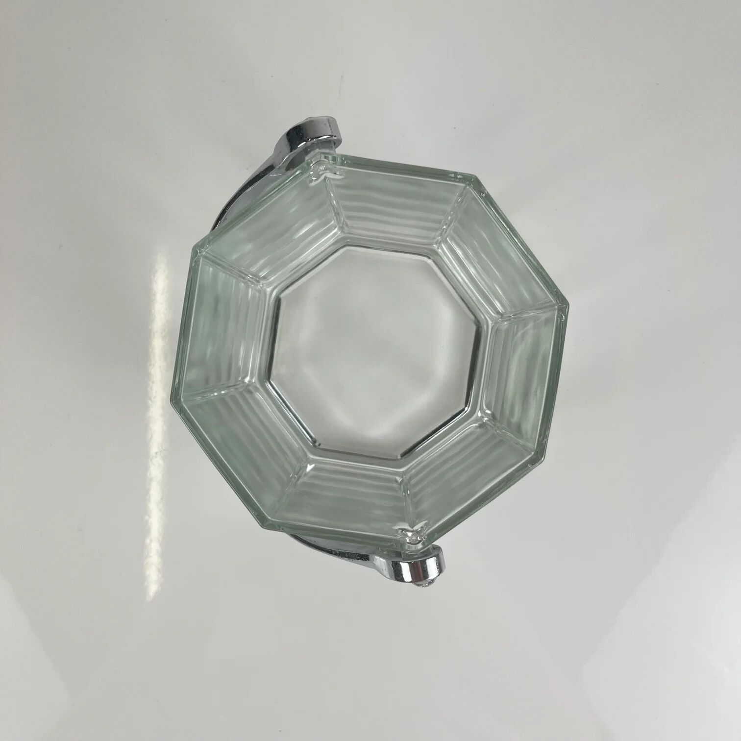 Octagonal glass ice bucket with metal handle, 1970s/80s, France