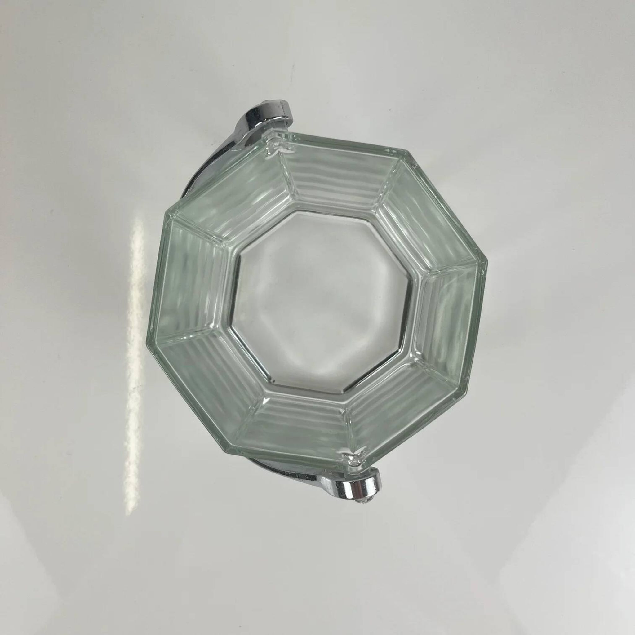Octagonal glass ice bucket with metal handle, 1970s/80s, France