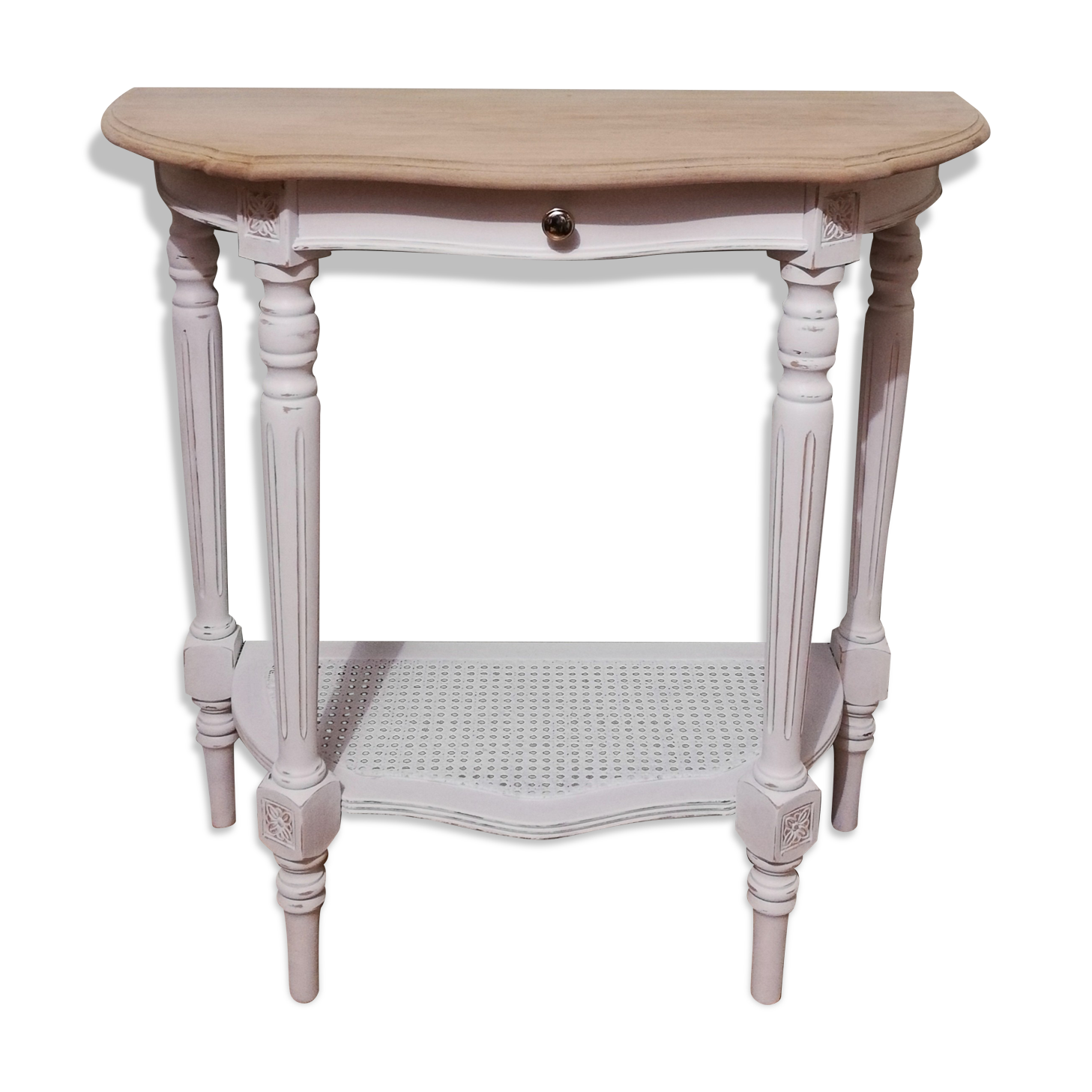 Shabby-style half-moon console