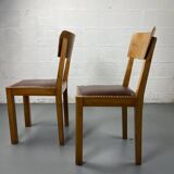 Wooden and leather chairs