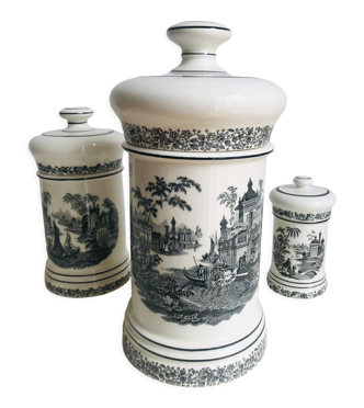 Lot de 3 pots d’apothicaire