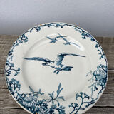Iron earth plate Gien patterns seagulls and shell old mural