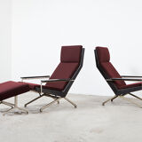 Rob Parry Pair of Lotus Lounge Chairs & ottoman for Gelderland 1960s